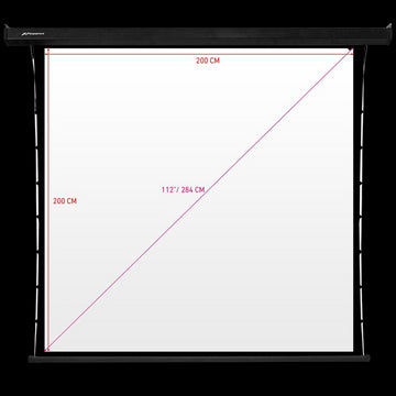 PANTALLA ELECTRICA VIDEOPROYECTOR PARED Y TECHO PHOENIX TENSIONADA 112" RATIO 1:1 / 16.9 / 4:3 2M X 2 M POSICION AJUSTABLE ULTRA SILENCIOSA ELIMINA ARRUGAS CARCASA BLANCA / TELA SUPER RESISTENTE