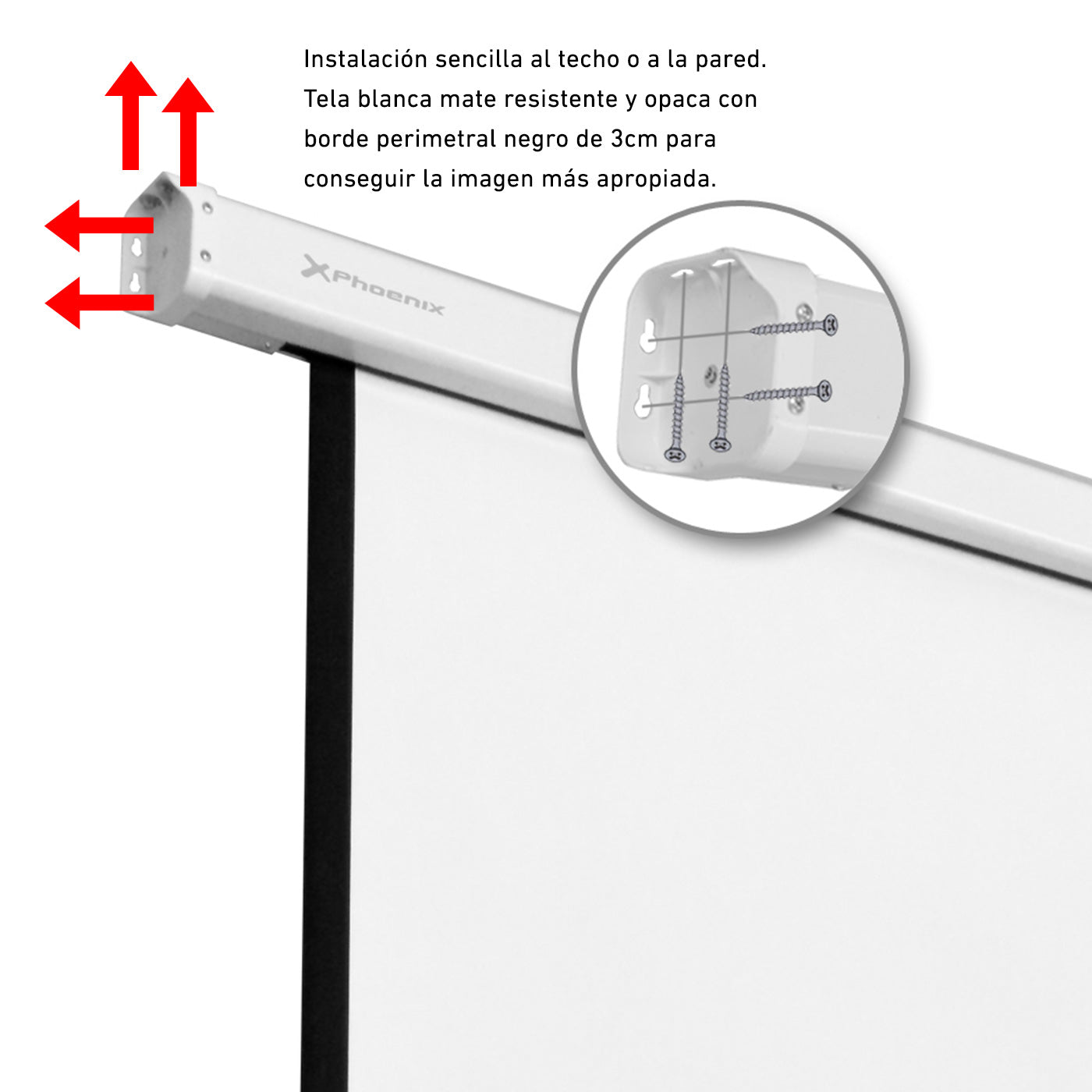 Instalación de pantalla eléctrica Phoenix en techo