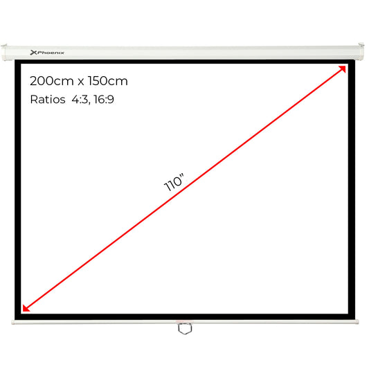 Tela blanca mate antirreflejo de pantalla Phoenix 200x150 cm