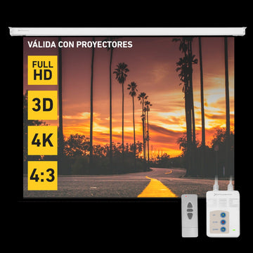 PANTALLA ELECTRICA VIDEOPROYECTOR PARED Y TECHO PHOENIX 100'' RATIO 4:3 / 16:9 2M X 1.5 M POSICION AJUSTABLE / CARCASA BLANCA / TELA SUPER RESISTENTE