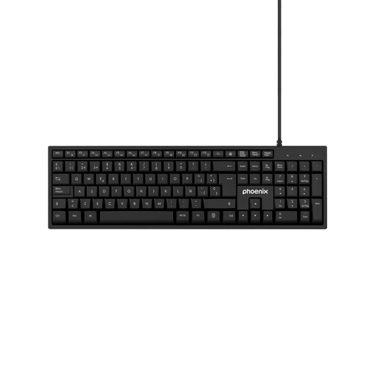 Teclado multimedia Phoenix K100 USB vista frontal QWERTY español