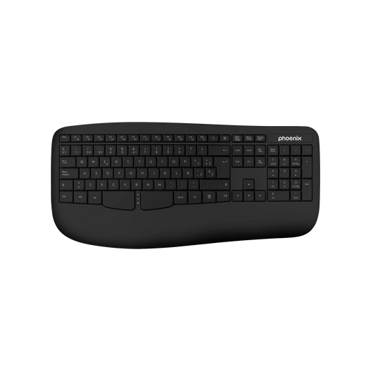 Teclado ergonómico Phoenix K201 Negro vista frontal QWERTY español