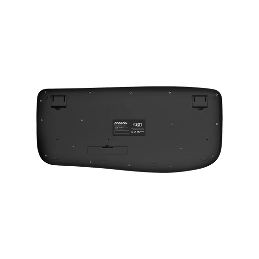 Teclado Phoenix K201 Negro en setup de oficina moderna