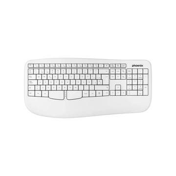 Teclado ergonómico Phoenix K201 Blanco vista frontal QWERTY español