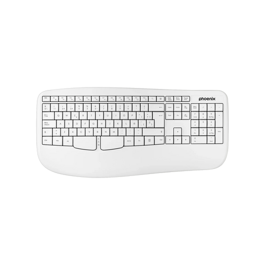 Teclado ergonómico Phoenix K201 Blanco vista frontal QWERTY español