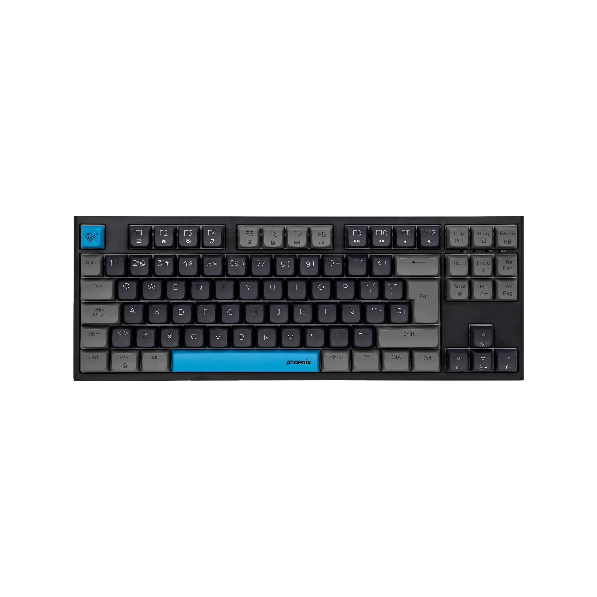 Teclado mecánico Phoenix Royal Negro vista frontal TKL
