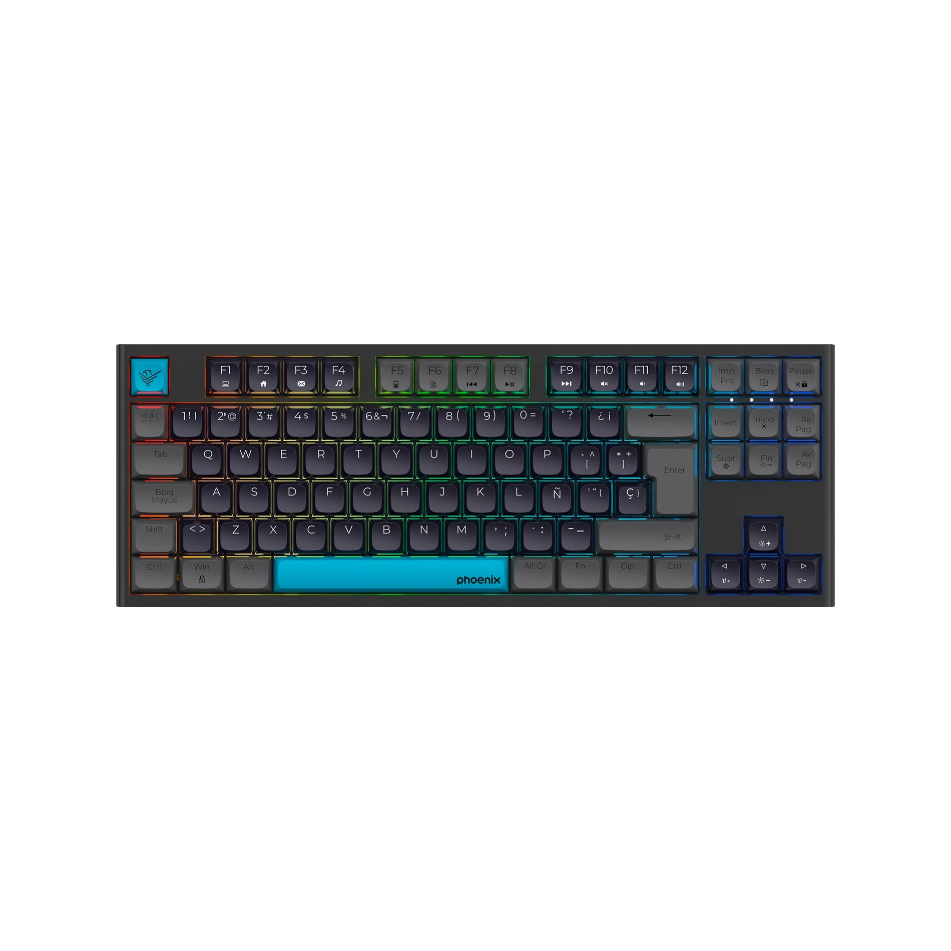 Iluminación RGB ambiental del teclado Phoenix Royal Negro