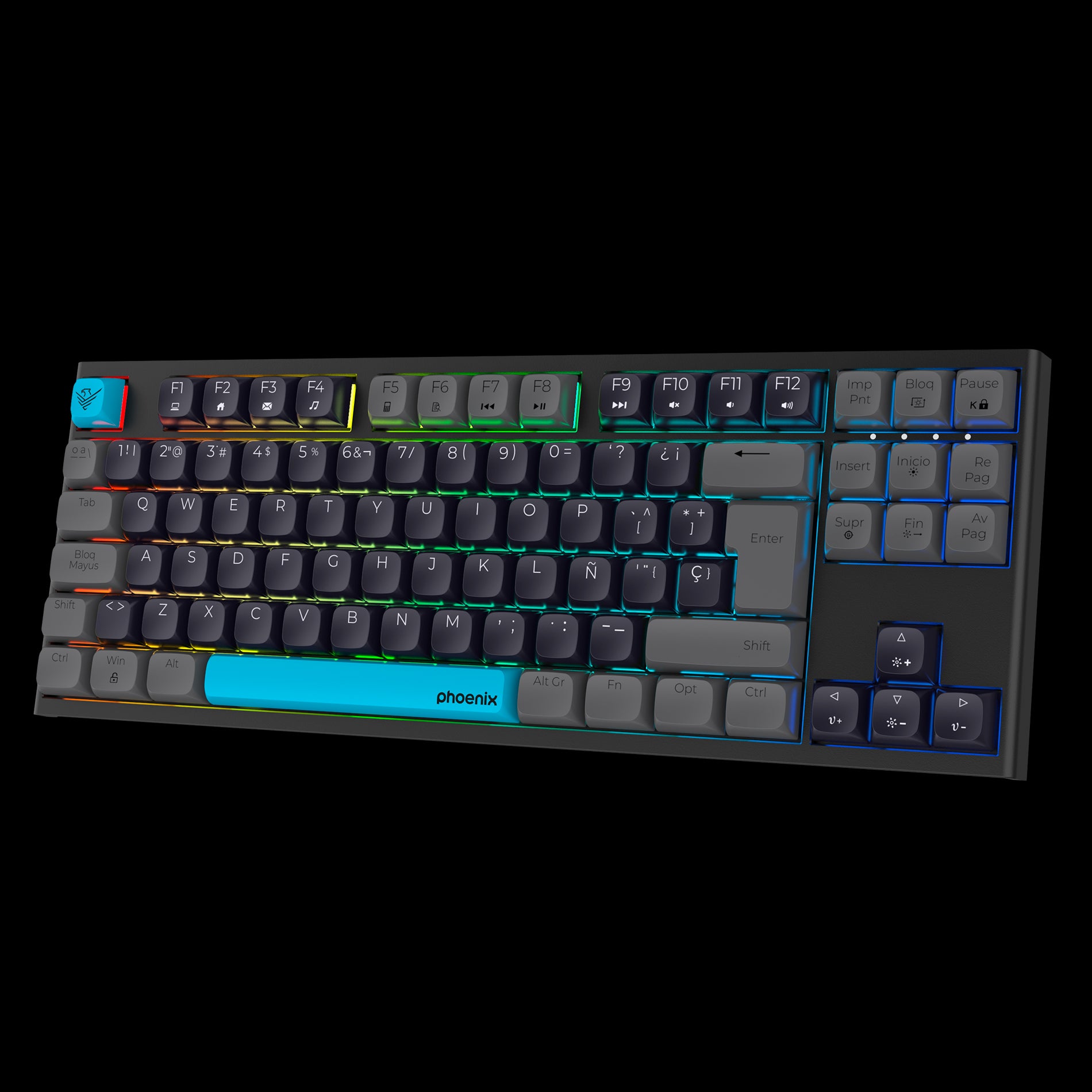Teclado Phoenix Royal Negro con keycaps PBT sublimadas