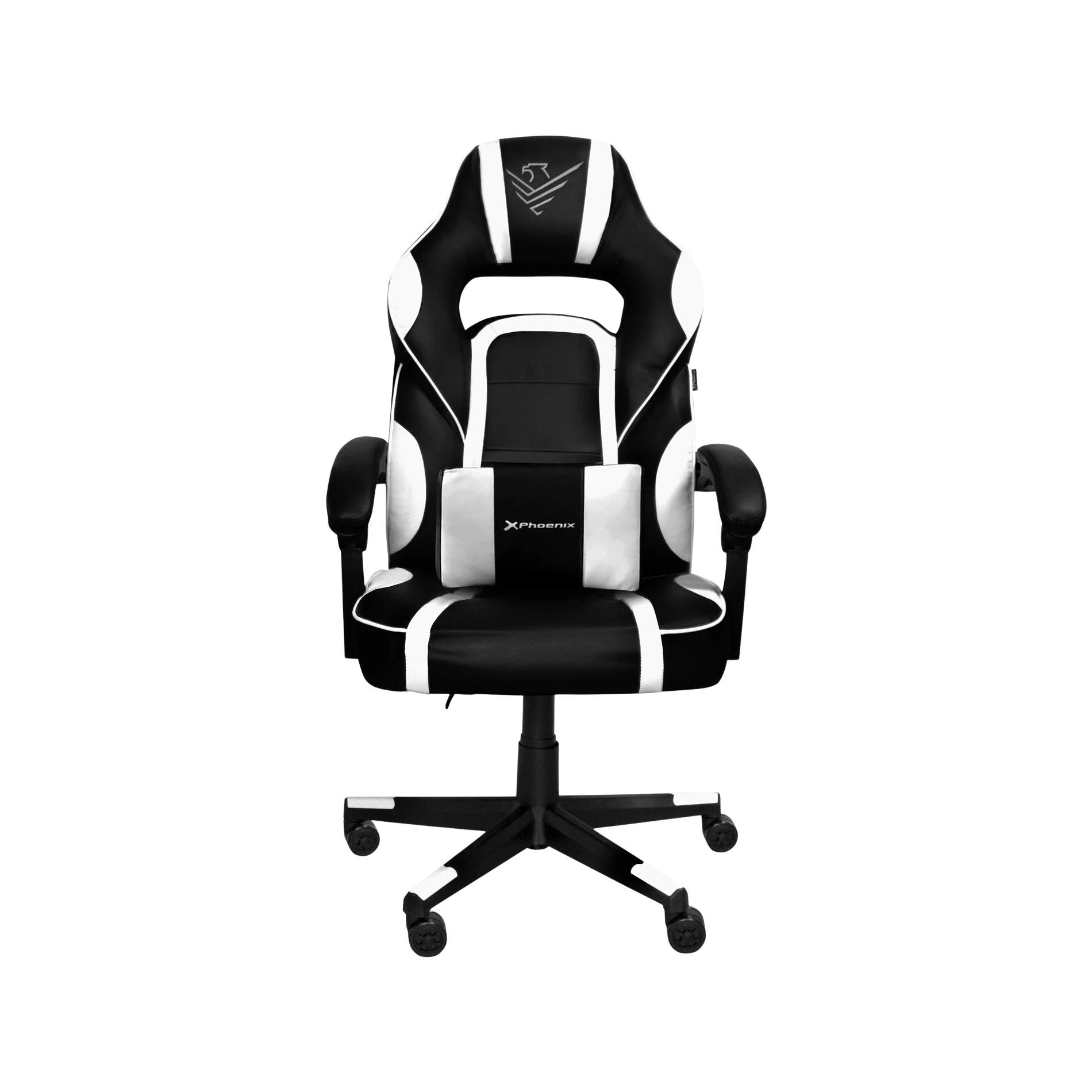 Silla gaming Phoenix Trophy cuero PU blanco vista frontal