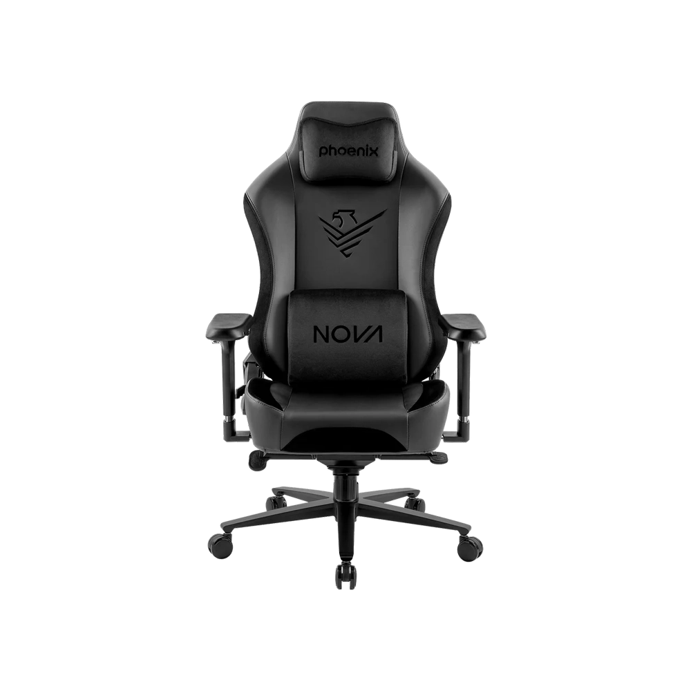 Silla gaming Phoenix Nova en cuero negro vista frontal