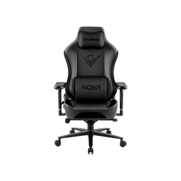 Silla gaming Phoenix Nova en cuero negro vista frontal
