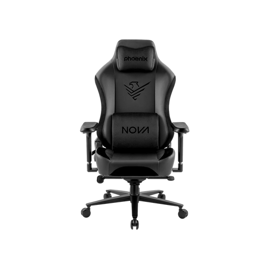 Silla gaming Phoenix Nova en cuero negro vista frontal