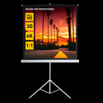 PANTALLA MANUAL TRIPODE VIDEOPROYECTOR PHOENIX 80"  RATIO 1:1 / 4:3 / 16:9 1.45M X 1.45M POSICION AJUSTABLE /  CARCASA BLANCA  / TELA SUPER RESISTENTE