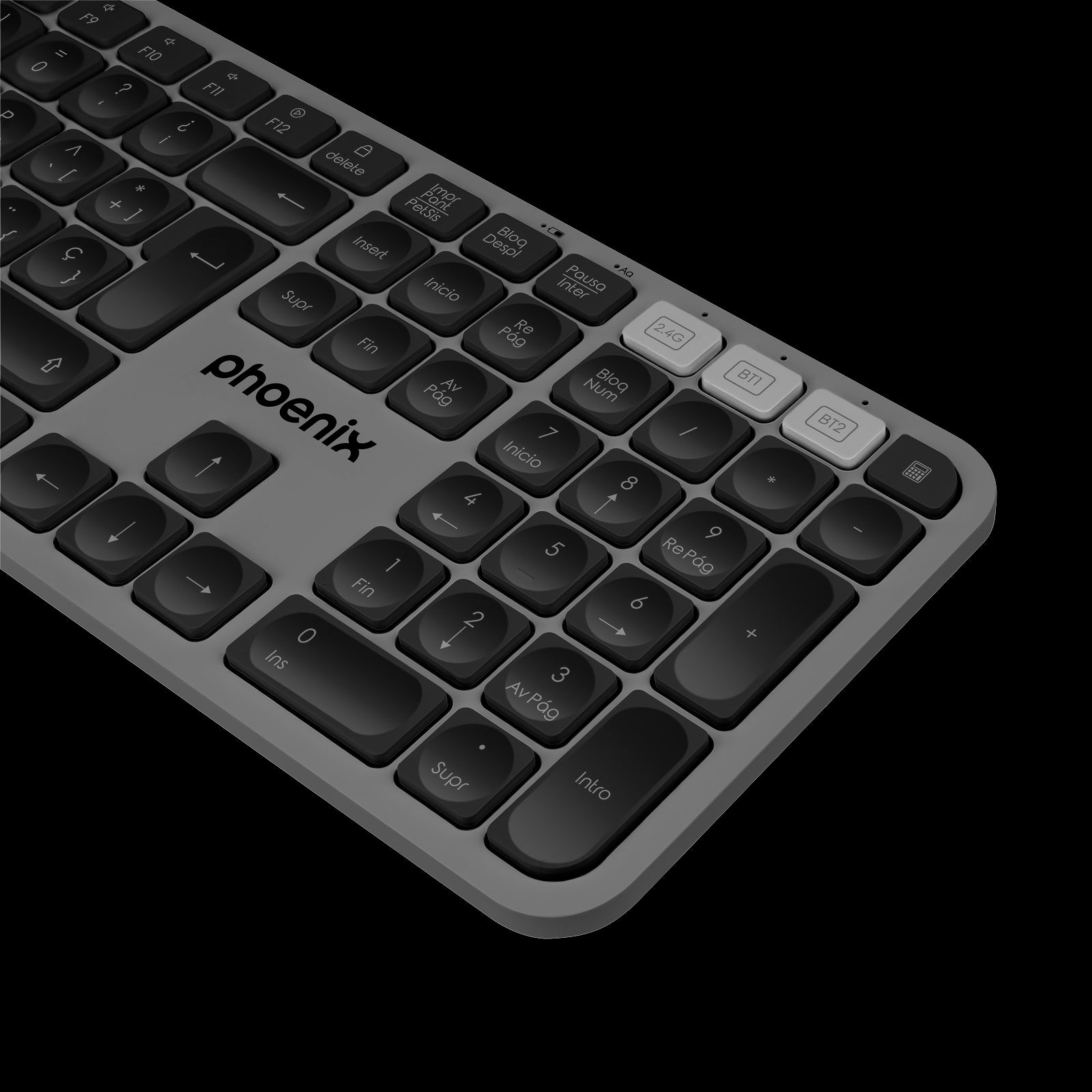 Teclado Inalámbrico Multidispositivo Phoenix K300 Bluetooth Dual y 2.4Ghz Negro