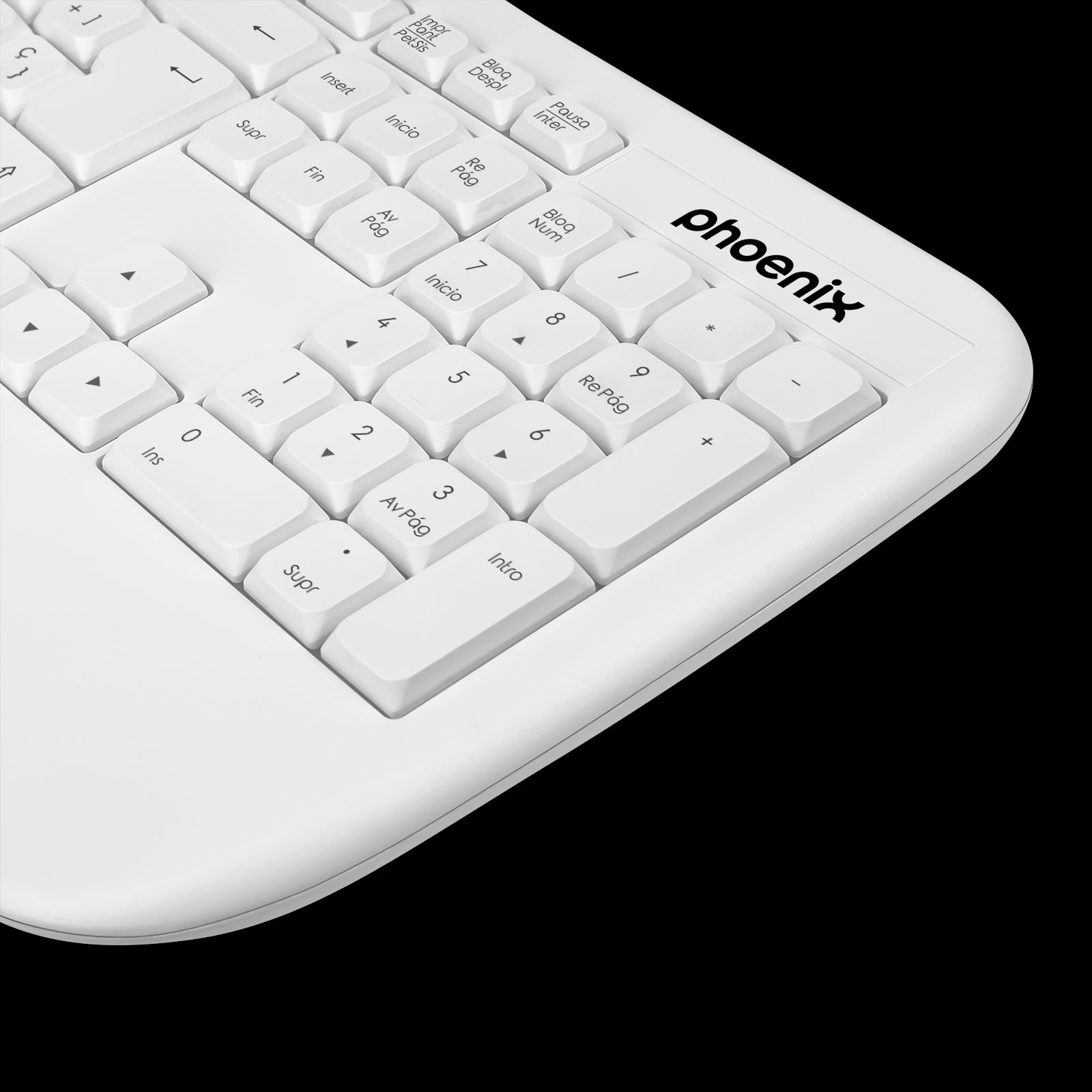 Phoenix K201 Teclado Ergonómico Inalámbrico 2.4Ghz Blanco