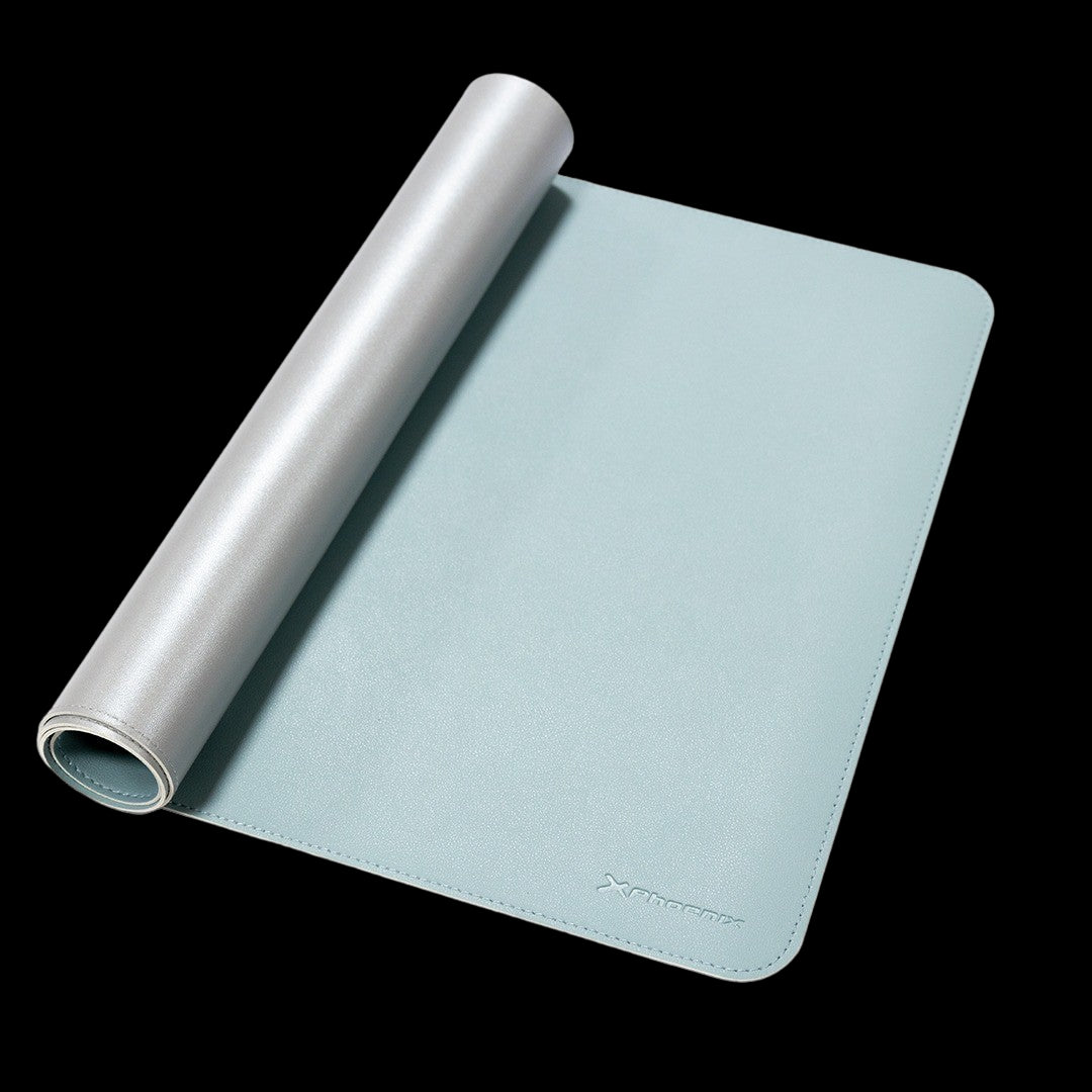 Phoenix MatePad Alfrombrilla PU 80 x 40 cm Antideslizante Impermeable Material simil Cuero Azul / Gris